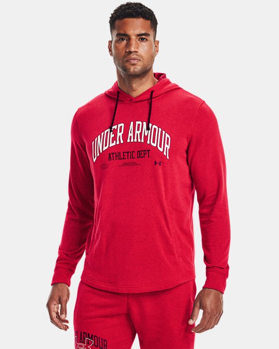 Herren UA Rival Athletic Department Hoodie aus French Terry, Red, pdpMainDesktop image number 0